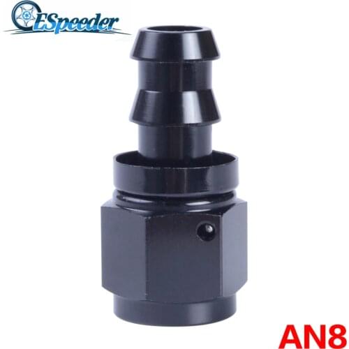ESPEEDER AN8 Straight Fuel Push-On Fitting Reusable Hose End Aluminum Fuel Line Adapter AN Fitting Oil Cooler Hose Fitting Black