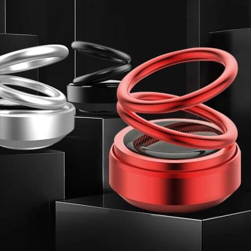 Car Air Freshener Perfume Solar Auto Rotation Double Rings Dashboard Perfume Car Auto Diffuser Perfume Car Ornament Car Products