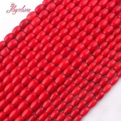 5x8,8x9mm Smooth Column Red Coral Beads Natural Stone Beads For DIY Necklace Bracelets Earring Jewelry Making 15" Free Shipping