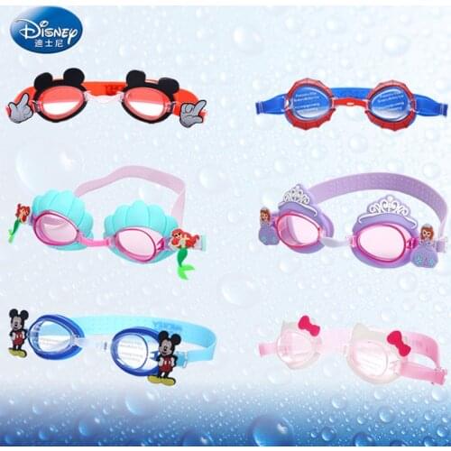 Disney Child Swimming Goggles Cute Cartoon Anime Girls HD Anti-Fog Waterproof Goggles Soft Elastic Silicone Strap Boy Spider-Man