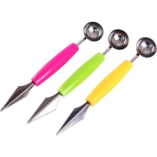DIY Fruit Carving Knife Ice Cream Scoop Spoon Stainless Steel Kitchen Watermelon Tools Party Fruit Platter Sculpture
