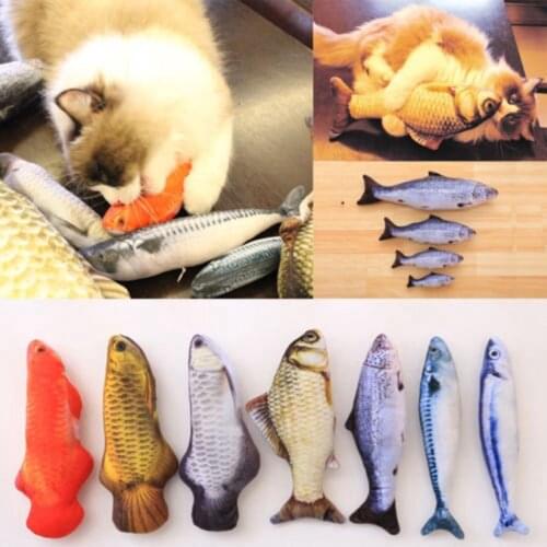 1Pc Pet Soft Plush 3D Fish Shape Cat Toy Interactive Gifts Fish Catnip Toy Stuff Pillow Doll Simulation Fish Playing Toy For Pet