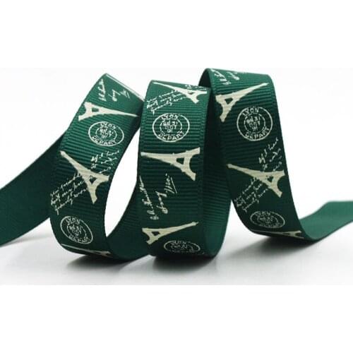 [IuBuFiGo] New Arrival 5/8"(16mm) Eiffel Tower Ribbon Printed Grosgrain 100yard/lot France Ribbon