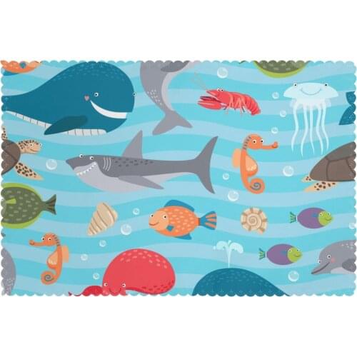 Table Mats Drink Coaster Table Placemats Sea Creatures Coffee Mug Cup Coasters 6 PCS Non-slip Pads
