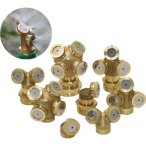 1/4" 1/2" 3/4" Brass Garden Sprayer Nozzle 1/2/3/4 Hole Garden Irrigation Water Sprinkler For Pesticide Atomizing Spray Fitting