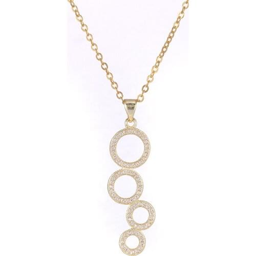 Hot Trendy Jewelry Shining Zircon Four Circle Pendants & Necklaces For Women Diy Chain Friendship Necklace Bijoux Christmas Gift