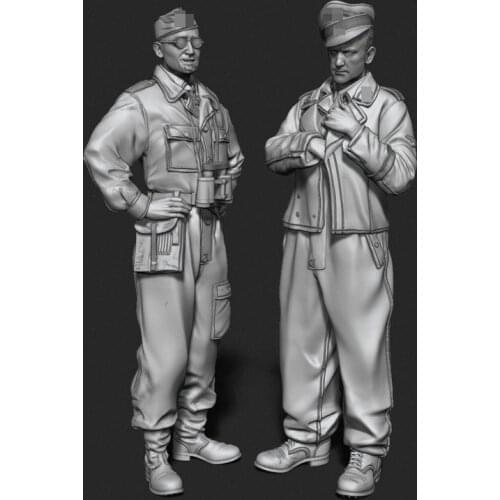 1/35 Resin Model figure GK Soldier Officers with Camo-Overall Set Military theme of WWII Unassembled and unpainted kit