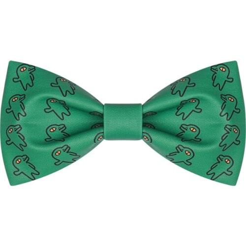 Mens Bow Tie, Green with Cartoon Crocodile, Novelty for Wedding Party Best Man Bridegroom