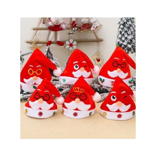 Year Christmas Hat Cute Decoration Ornaments Christmas Party Xmas Costume Accessories Non-Woven Embroidered Santa Claus Hat
