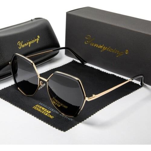 YUNSIYIXING New Polarized Sunglasses For Womens Fashion Sun Glasses Large Frame Metal Anti-Reflective Glasses gafas de sol 9224