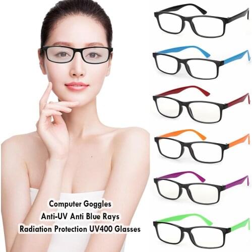 Unisex Anti Blue Rays Radiation Glasses Computer Goggles Anti-UV UV400 Flat Mirror Eyeglasses