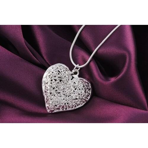 18-26inch 925 Sterling Silver Necklace For Women Heart Leaf pattern Pendant Christmas gifts high quality wedding Jewelry