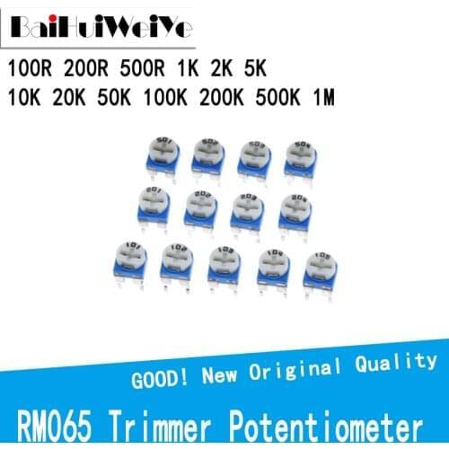 50PCS/LOT RM065 RM-065 100 200 500 1K 2K 5K 10K 20K 50K 100K 200K 500K 1M ohm Trimpot Trimmer Potentiometer variable resistor