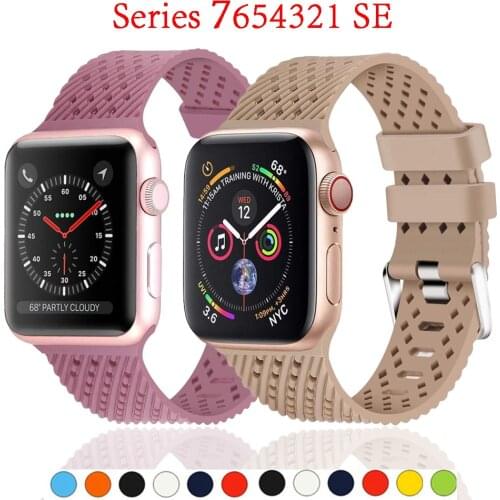 Silicone Strap For Apple watch band 44mm 40mm 42mm 38mm correa 3D Texture belt watchband bracelet iwatch series 6 5 4 3 se 42 mm