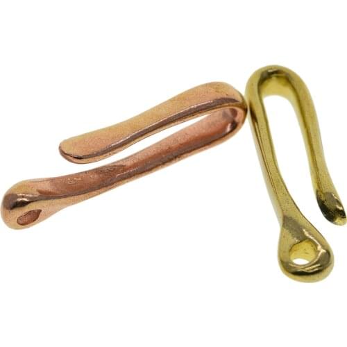 Handmade Solid raw brass copper Round Creative Japanese fish hook Keychain key Ring Holder EDC DIY making supplies