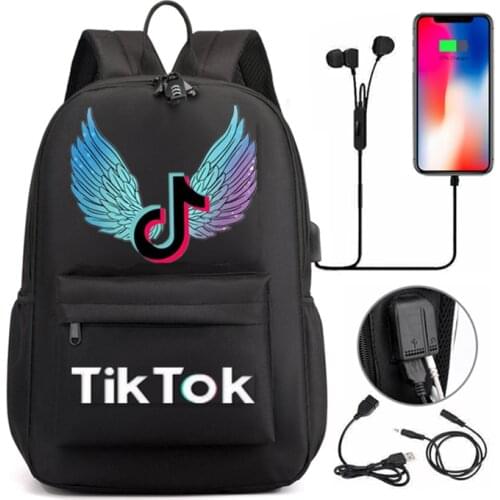 Tik Tok usb charging students Backpack cute men women canvas backpack sports travel large capacity backpack Mochila feminina