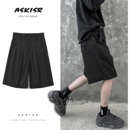 Summer Korean Shorts Mens Fashion Solid Color Business Casual Dress Shorts Men Streetwear Wild Loose Suit Shorts Mens S-2XL