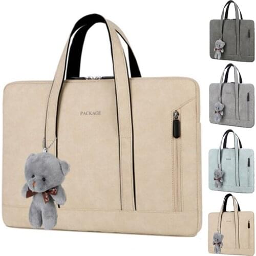 Laptop Bag For 13.3 14 15.6 Inch Handbag Notebook Bag For Macbook Pro 13 Case Xiaomi Lenovo Dell Waterproof PU Leather Briefcase