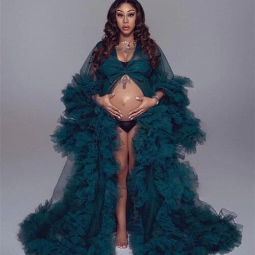 Bridal Fluffy Tulle Maternity Robes Photography Custom Made Women Long Dresses Photo Shoot Birthday Party Bathrobe Sleepwear