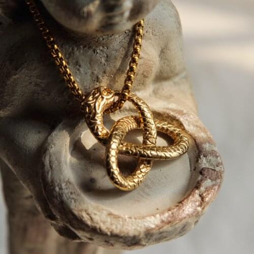 Titanium Steel Spiral Knot Snake Pendant Necklace Dragon Shaped Pendant Mens Necklace Motorcyclist Hip Hop Party Jewelry