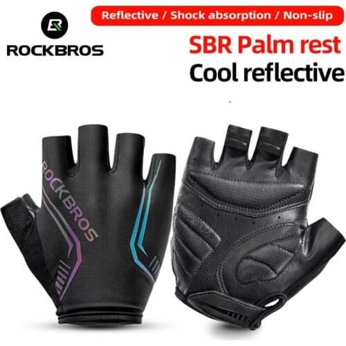 ROCKBROS Reflective Cycling Gloves Men Sport Gloves Women Road Bicycle Gloves Half Finger Breathable MTB Short Gloves Equipment