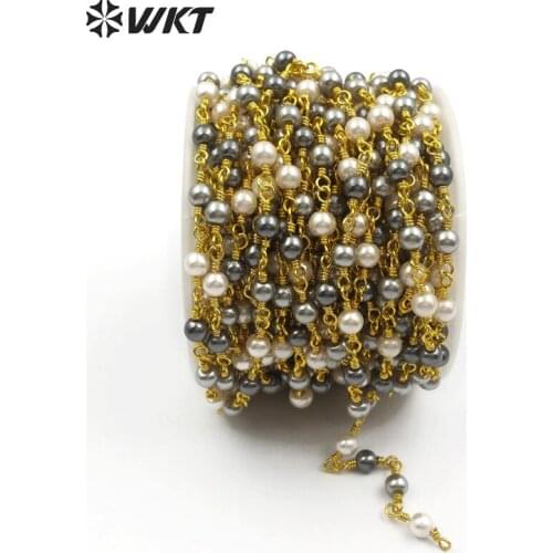 WT-RBC098 WKT Wholesale five-meter batch of mixed color pearl chain for jewelry DIY making necklace bracelet accessories jewelry