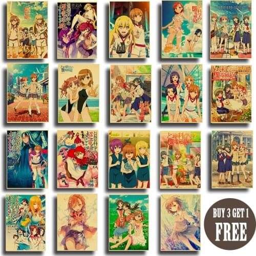 Japanese Anime Collection Poster Toaru Kagaku no Railgun T for High Quality Posters Kraft Paper Prints Art Retro Wall Stickers
