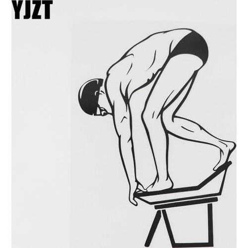 YJZT 10.3CMX14.7CM Water Sport Swimmer Boy Jump Decal Vinyl Car Sticker Black/Silver 8A-0755