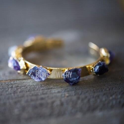 Raw Amethyst Druzy Bracelet Cuff Bracelet Gold BandGypsy Cuff Bangle BM33939
