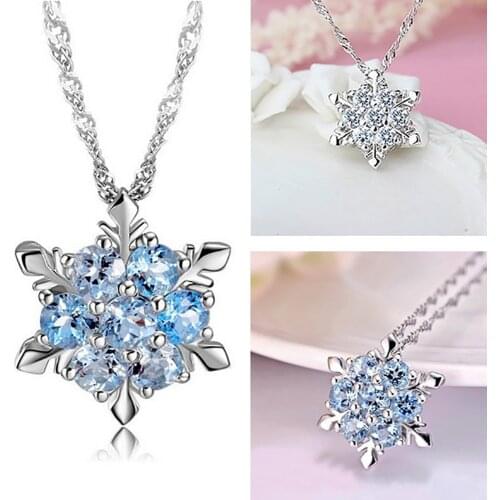 1pc Chic Snowflake Pendant Rhinestone Crystal Party Xmas Elegant Necklaceподарки На Новый Год Harajuku Подвески На Шею Женские