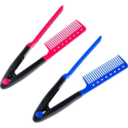 1 Pc Portable Hair Straightener Comb V Type Hair Straightener Comb Folding DIY Hair Styling Clip Tool Fashion Hair Brush