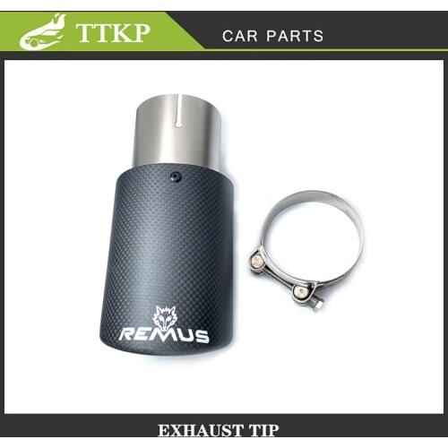 1PCS Car Exhaust Pipe Muffler Tail Pipe Muffer Tip Universal Exhaust Tip stainless steel Pipe Matt Black Carbon Curly Edge