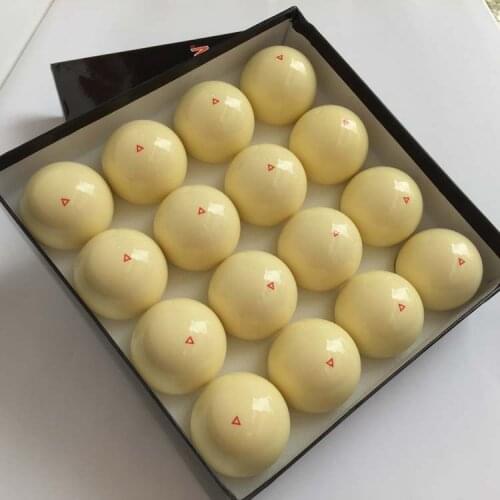 16pcs/set Billiards Pool White Balls Yellow with red triangle 57.25mm/52.5mm Nine-ball White ball Resin Billiard Cue Ball