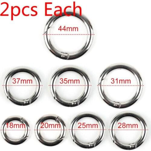 2 Pcs Plated Gate Spring Ring Key Round Push O-Ring Buckles Clips Carabiner Purses Handbags Round Push Trigger Snap Hooks Ring