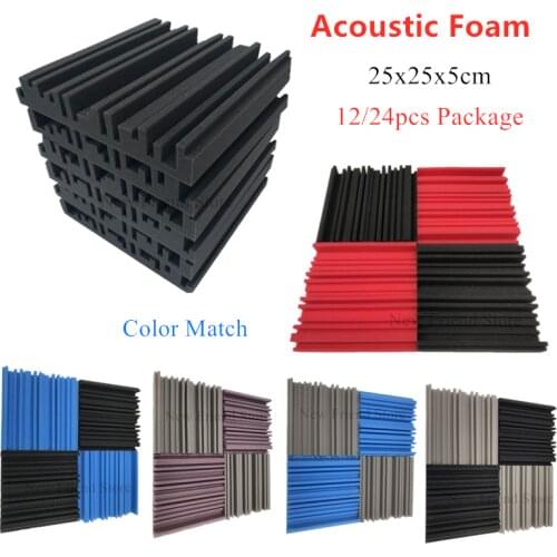 250x250x50mm 12/24pcs Studio Acoustic Foam Broadband Soundproof Foam KTV Noise Absorption Foam Tile Wedge Sound Proofing Panels