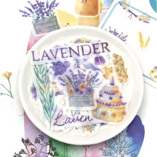 40Pcs Purple Series Decorative Stickers Plant Washi Paper Sticker Scrapbooking DIY Album Diary Art Supplies