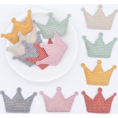 50Pcs 42*28mm Padded Glitter Cloth Crown Applique for DIY Hat Gloves Clothes Leggings Fabric Sewing Headwear Decor Patches L78