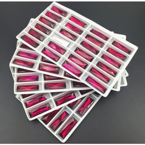 5x15,7x21,8x24,10x30mm Cosmic Baguette Fuchsia Color Glass Crystals Pointback Rhinestones Dress Jewelry Making Design Clothes