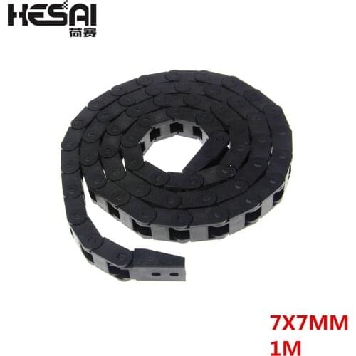 7 x 7mm 7*7mm L1000mm Cable Drag Chain Wire Carrier with End Connectors for CNC Router Machine Tools