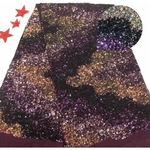 Gold Sequined African French Mesh Net Lace Fabric For India Evening Party Dress Fabrics 2020 New Nigeria Sequins Voile T3311
