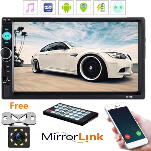 7010B Car Radio MP5 Player 2 Din 7inch Touch Screen Audio Stereo Bluetooth USB AUX Multimedia Player 7010B with Rear View Camera