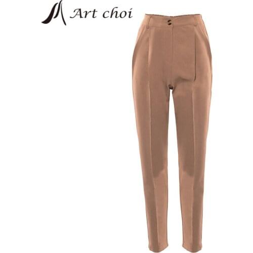 Spring Autumn Vintage High Waist Straight Leg Trousers Women Office Suit Pant Loose Ladies Fashion Western Style Pants All-match