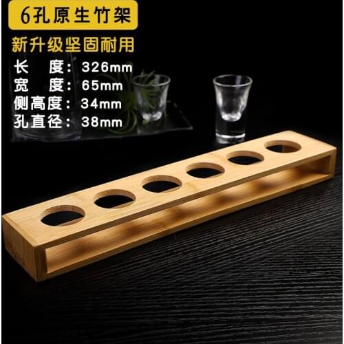 6 Hole Bamboo Shot Glasses Holder