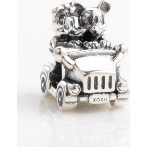 DoDoFly Authentic 925 Sterling Silver Classic car Mickey beads Fit Original Bracelet Pendant DIY Jewelry Charms Gift