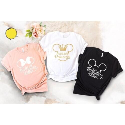 Birthday Princess Squad T Shirt Fashion Graphic Aesthetic Birthday Tshirt Women Girl Shirts Short Sleeve Top Tees TX5918