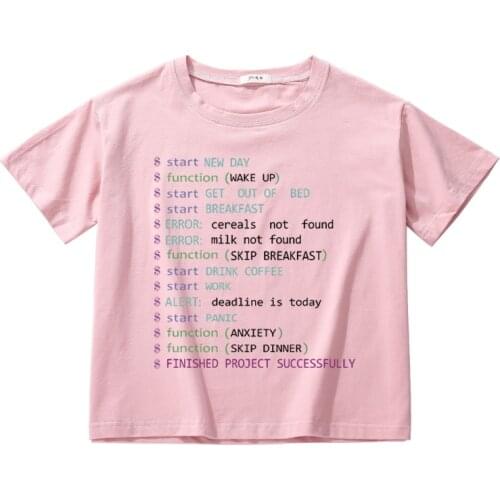 Monday Programmer funny crop top women cotton short sleeve t-shirt women O-neck short tee summer top women clothes harajuku