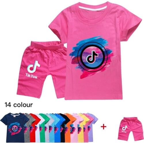 TIK TOK Summer Children Suits For Boys And Girls Short Sleeve Sets For Baby Boys Two Clothes T-shirt+Shorts Sets