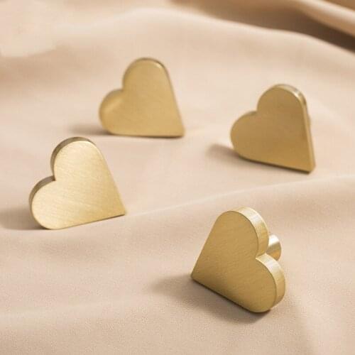 Love Heart Shaped Brass Furniture Door Handle Golden Color Drawer Knob Luxury Copper Pull for Home
