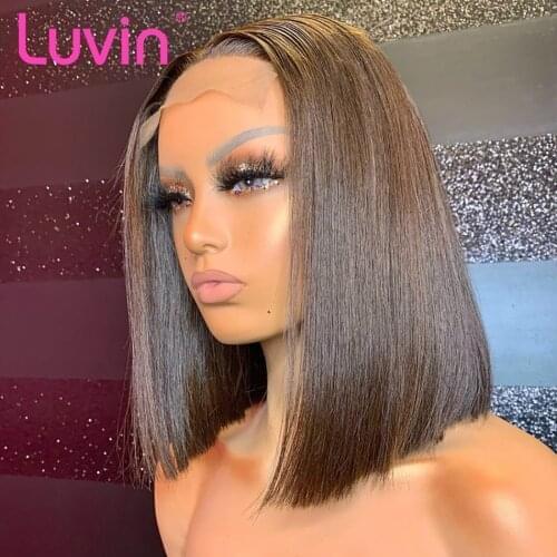 Luvin Bone Straight Short Bob Lace Human Hair Wigs Brazilian Closure Frontal Wig Pre Plucked Remy Glueless Full For Black Woman