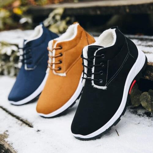Men Boots Non-slip Snow Boots Men Ankle Boots Fashion Men Fur Boots Winter Keep Warm man sneakers Work Shoes